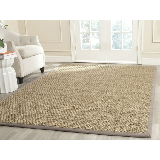Safavieh Natural Fiber Collection NF114P Border Basketweave Seagrass Area Rug 3' x 3' Round Grey Safavieh Natural Fiber Collection NF114P Border Basketweave Seagrass Area Rug 3' x 3' Round Grey